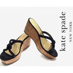 Kate Spade Suede Rattan platform sandals SZ. 8.5